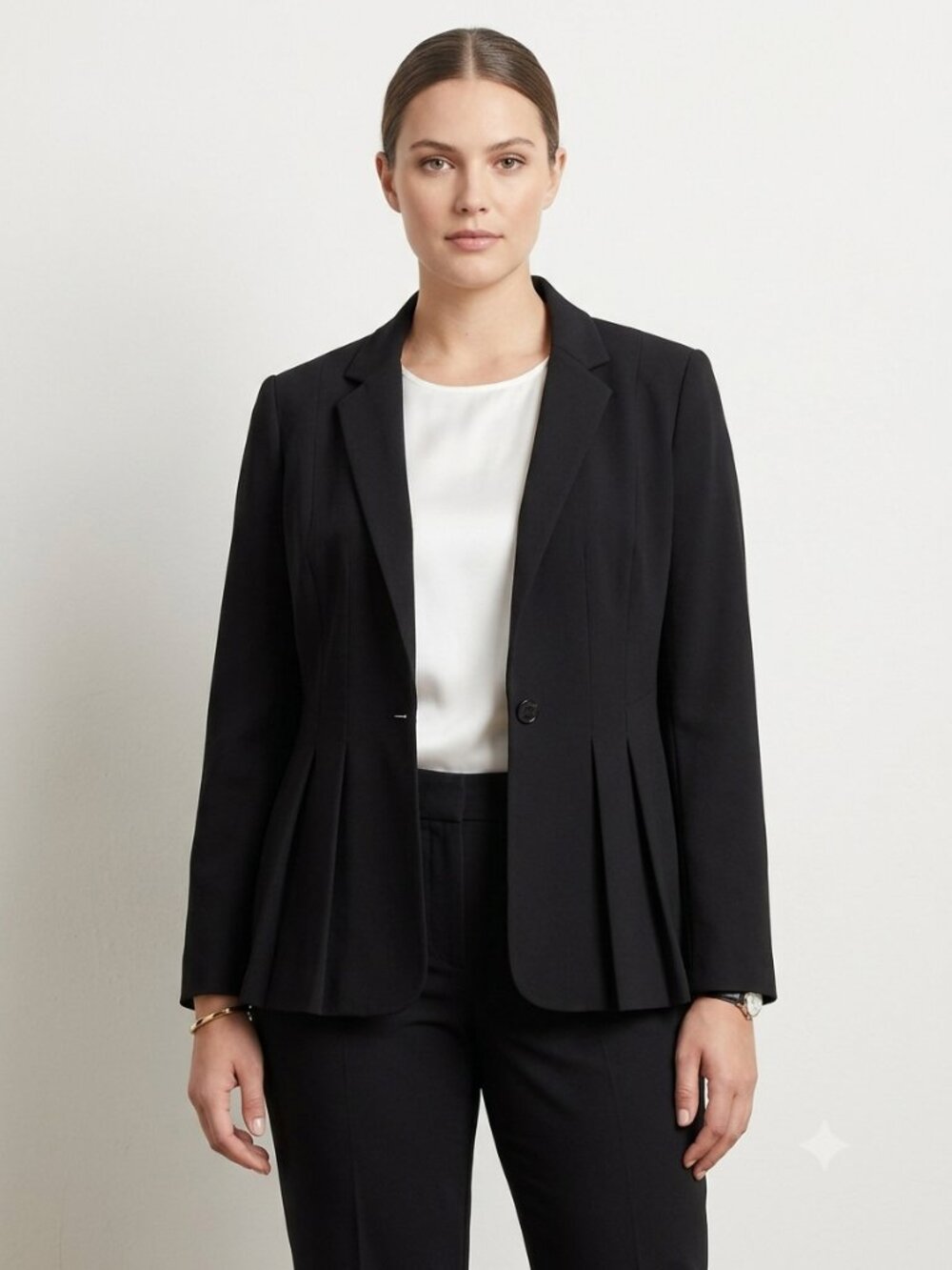 Calvin‎ Klein Black Stretch Blazer Women’s Size 14 Classic Career Jacket Casual